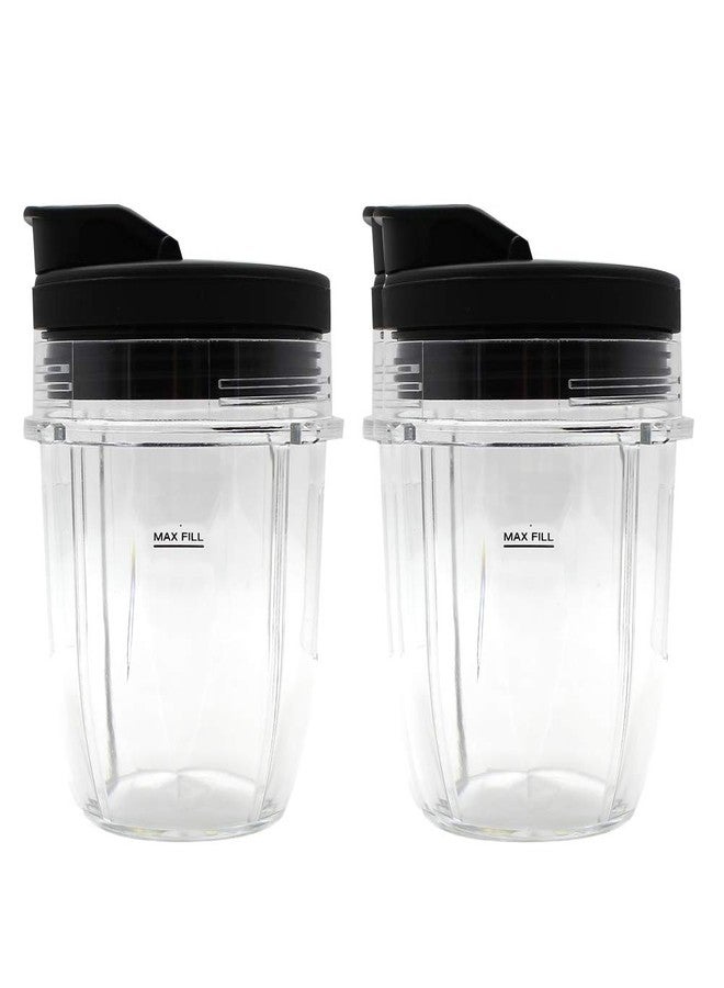 Anbige 2 Packs Replacement Parts Cup with lid, Compatible with Nutri Ninja Blenders BL480 BL482 BL642 NN102 BL682 BL450 BL2013 (2 12oz cup with lid) - Image 1